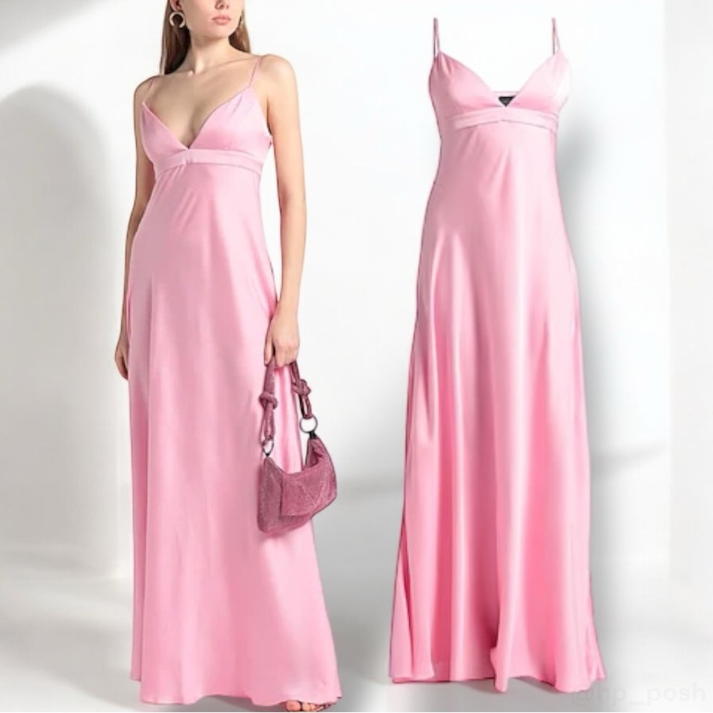 GIOVANNI BEDIN maxi 100% silk pink gown dress satin $1514 new with tag size 4